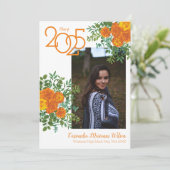 Orange Rose Weißes Foto Abschluss Ankündigung (Stehend Vorderseite)