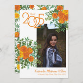 Orange Rose Weißes Foto Abschluss Ankündigung (Vorne/Hinten)