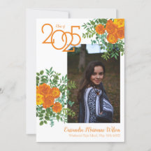 Orange Rose Weißes Foto Abschluss Ankündigung