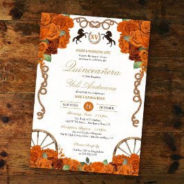 Orange Rose Western Quinceañera Einladung