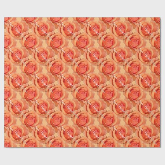Orange Rose Wrapping Paper Personalisiert Rose Pap Geschenkpapier (Flach)