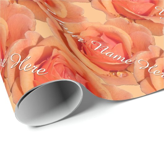 Orange Rose Wrapping Paper Personalisiert Rose Pap Geschenkpapier (Rolleneckpunkt)