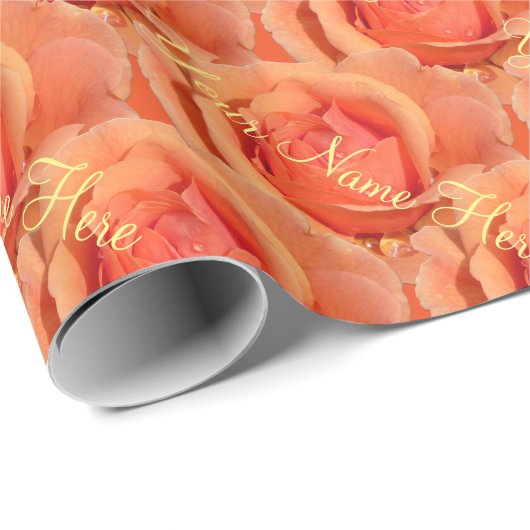 Orange Rose Wrapping Paper Romantische Rose Papier Geschenkpapier (Rolleneckpunkt)
