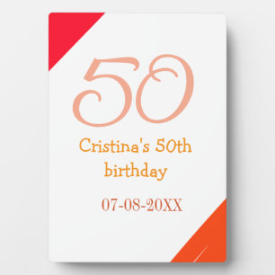 Orange Rot 50. Geburtstagsjubiläum Name Datum p Fotoplatte