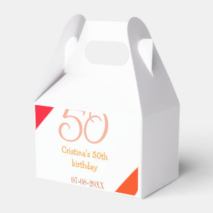 Orange Rot 50. Geburtstagsjubiläum Name Datum p Geschenkschachtel