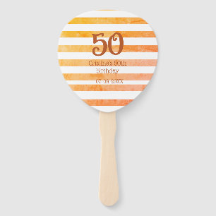 Orange rot gestreifter 50. Geburtstag braun Name R Fächer