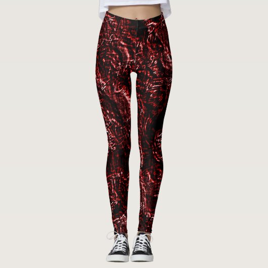 Orange Rot Goth Rosen Leggings (Vorderseite)