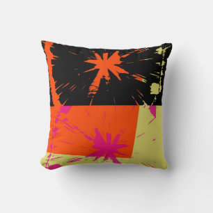 Orange Rot Schwarz Retro Funky Malerei Abstrakte K Kissen