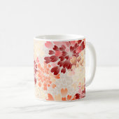 Orange Rot u. SahneBlumen Retro Kaffeetasse (VorderseiteRechts)