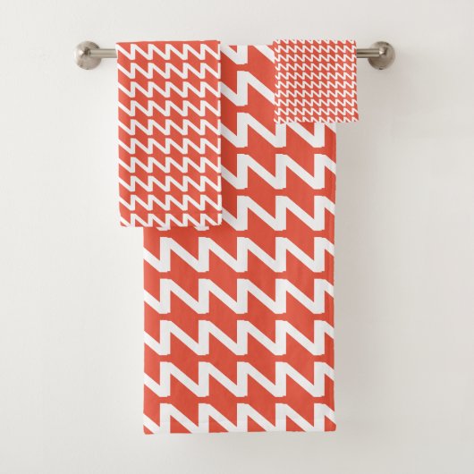 Orange Rot und Weiß Moderne Sharp Waves Badhandtuch Set (Insitu)