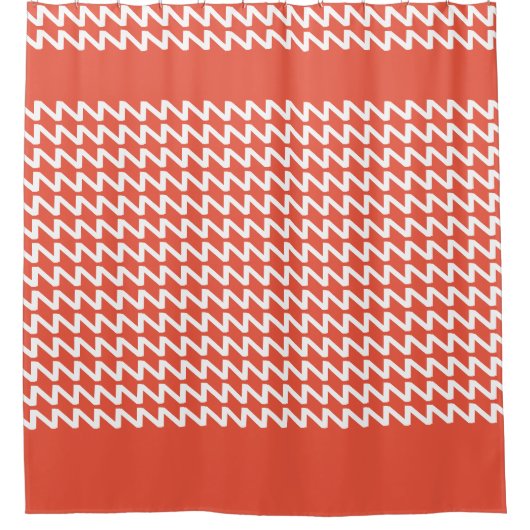 Orange Rot und Weiß Moderne Sharp Waves Duschvorhang (Vorderseite)