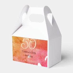 Orange rote 50 Geburtstagsjubiläum Datum des Namen Geschenkschachtel