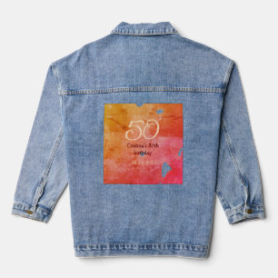 Orange rote 50 Geburtstagsjubiläum Datum des Namen Jeansjacke