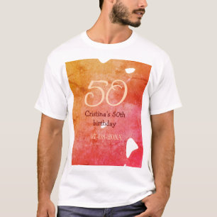 Orange rote 50 Geburtstagsjubiläum Datum des Namen T-Shirt