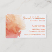 Orange + Rote Aquarell-Visitenkarte Visitenkarte (Rückseite)