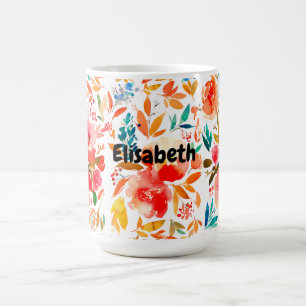 Orange rote farbenfrohe Rosenblüten floral Sommer Kaffeetasse
