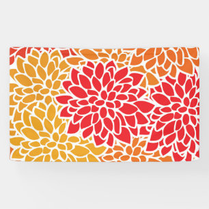 Orange rote farbenfrohe Vintage 60er Jahre Blume Banner