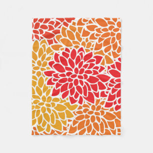 Orange rote farbenfrohe Vintage 60er Jahre Blume Fleecedecke