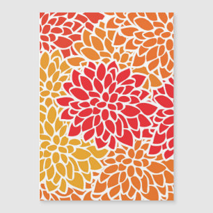 Orange rote farbenfrohe Vintage 60er Jahre Blume Magnetkarte