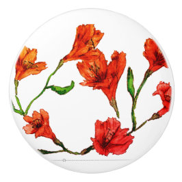 Orange Rote Flora Keramikknauf