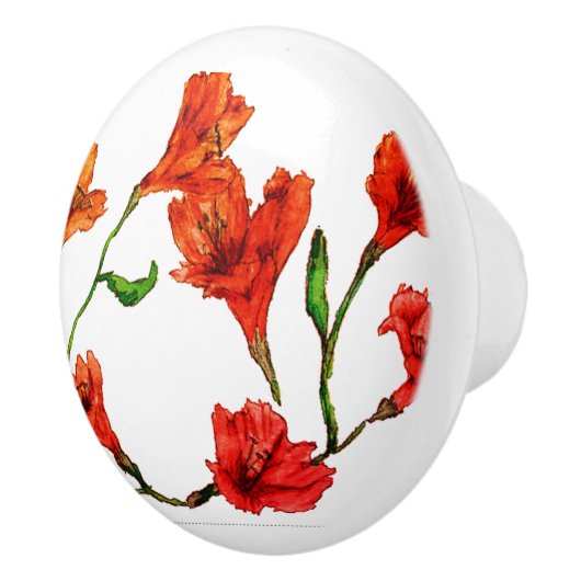 Orange Rote Flora Keramikknauf (Rechts)