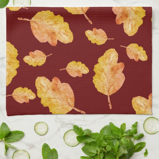 Orange rote, gemütliche Herbst-Herbstlaube Geschirrtuch (Gefaltet)