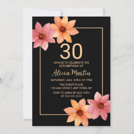 Orange Rote Herbstflora jedes Alters Schwarzer Geb Einladung