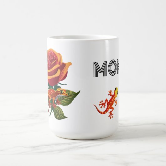 Orange Rote Rose mit Chameleon Kaffeetasse (Mittel)