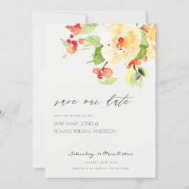 ORANGE ROTE ROSE WATERCOLOR SAVE THE DATE