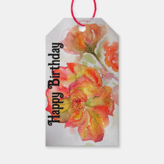 Orange Rote Rosen-Blumen-Aquarell-Frauen-Geburtsta Geschenkanhänger