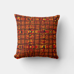 Orange Rote Schwarze Moderne Zickzack-Muster-Kisse Kissen