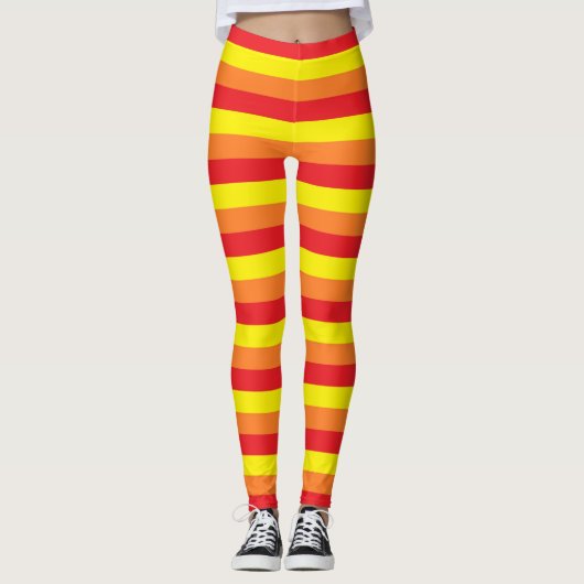 Orange, rote und gelbe Streifen Leggings (Vorderseite)