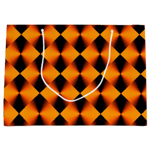 Orange Rotes und Schwarzes Muster Große Geschenktüte