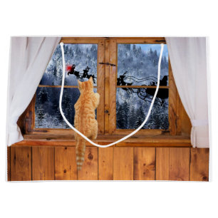 Orange rotes Weihnachten Punkt der Tabbykatze Große Geschenktüte