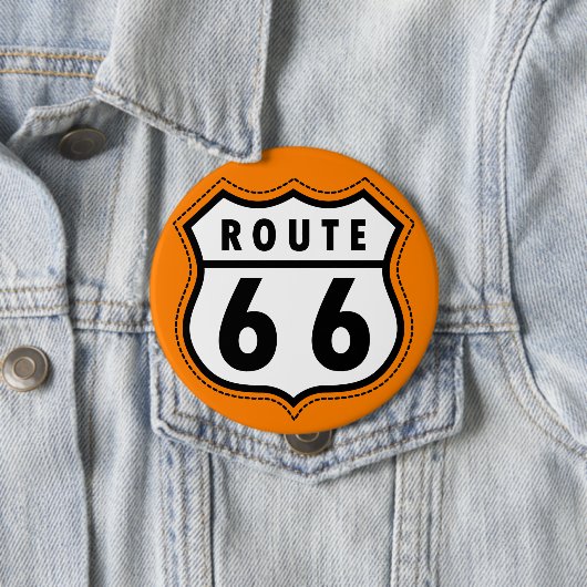 Orange Route 66 Road Sign Button (Beispiel)