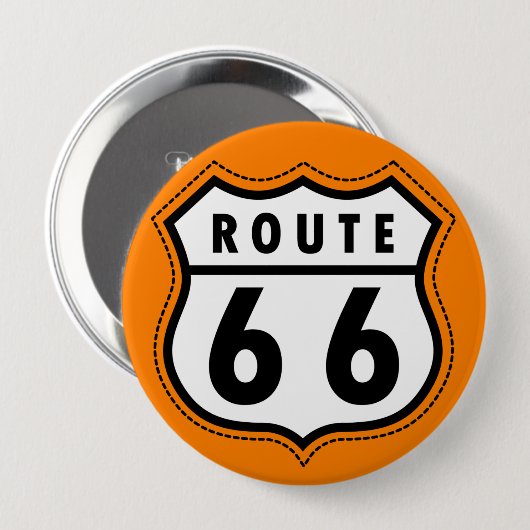 Orange Route 66 Road Sign Button (Vorne & Hinten)