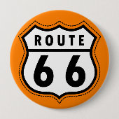 Orange Route 66 Road Sign Button (Vorderseite)