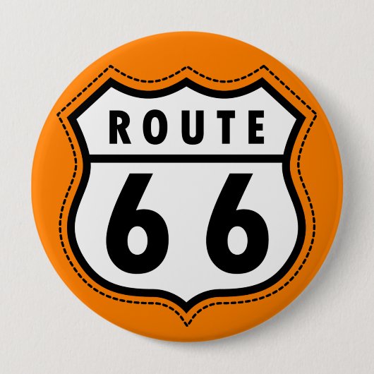 Orange Route 66 Road Sign Button (Vorderseite)