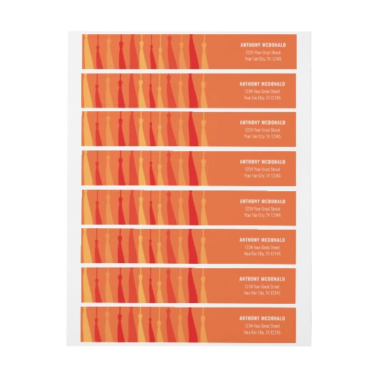 Orange Row of Tassels Wraparound Address Label (Bogen)