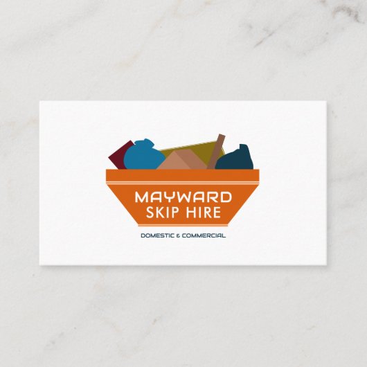 Orange Rubbish Skip Design, Skip/Dumpster Company Visitenkarte (Vorderseite)