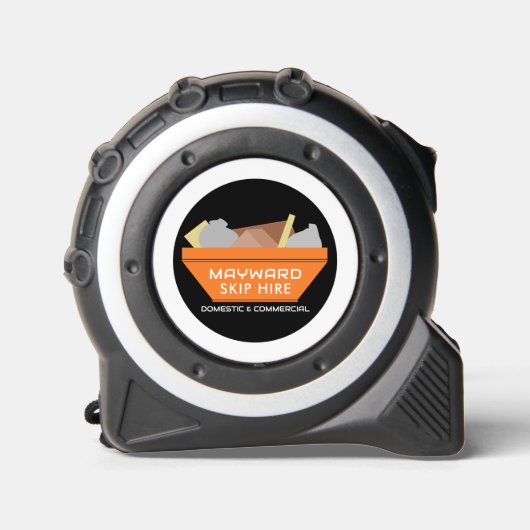 Orange Rubbish Skip, Skip/Dumpster Company Maßband (Vorderseite)