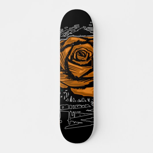 Orange Rugged Rose Graffiti-Kunst • Urbane Straße Skateboard (Vorne)