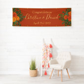 Orange & Rust Fall Peony & Rose Blumenhochzeit Banner (Insitu)