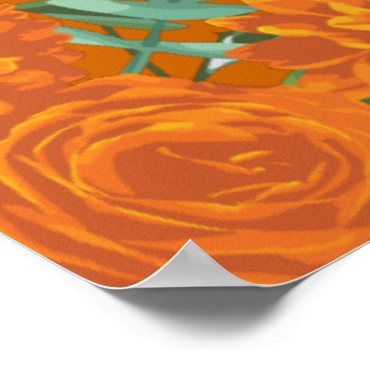 Orange & Rust Fall Peony Rose Blumenzehen Poster (Ecke)