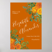 Orange & Rust Fall Peony Rose Blumenzehen Poster (Vorne)