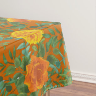 Orange & Rust Fall Peony Rose Blumenzehen Tischdecke