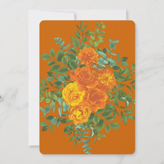 Orange Rust Fall Peony Rose Floral Wedding Einladung (Rückseite)