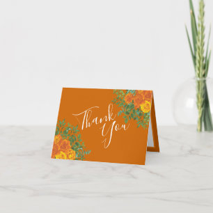Orange & Rust Fall Peony Rose Hochzeit Vielen Dank Dankeskarte