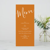 Orange & Rust Fall Peony & Rose Hochzeitsmenü Menükarte (Stehend Vorderseite)