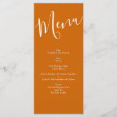 Orange & Rust Fall Peony & Rose Hochzeitsmenü Menükarte (Vorderseite)